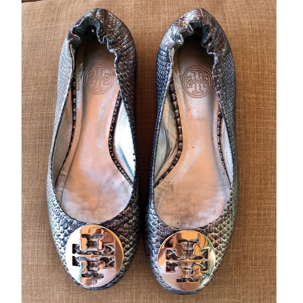 Tory Burch 7 Reva Snake Skin Ballet Flats